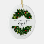 ファースト婚約モダンカップルパーソナライズされた セラミックオーナメント (右)