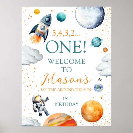 ファースト宇宙アドベンチャーボーイ誕生日へようこそ ポスター (正面)