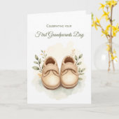 ファースト祖父母デイボーイウォーター色のベビー靴 カード (黄色い花)