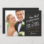 ファースト結婚したクリスマスホリデーカード シーズンカード (正面/裏面)