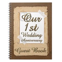 ファースト結婚アニバーサリーゲストブックヴィンテージ紙 ノートブック