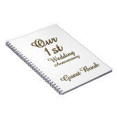 ファースト結婚アニバーサリーゲストブック金ゴールドホワイト ノートブック (右側)