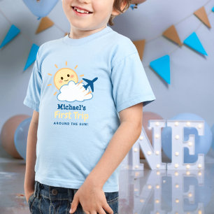 ファースト誕生日お洒落ボーイフライトサン&クラウド トドラーTシャツ