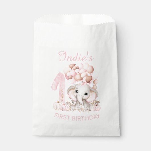 ファースト誕生日かわいい象秋ガールフープバッグ フェイバーバッグ (正面)