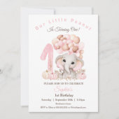 ファースト誕生日かわいい象秋ガール招待状 招待状 (正面)