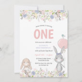 ファースト誕生日イースターバニー招待状 招待状 (正面)