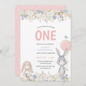 ファースト誕生日イースターバニー招待状 招待状 (正面/裏面)