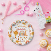 ファースト誕生日ウォーターカラーサンシャインアンドレインボー  ペーパープレート (パーティー)