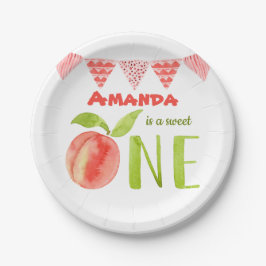 ファースト誕生日ウォーターカラーピーチ ペーパープレート