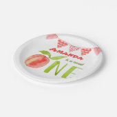 ファースト誕生日ウォーターカラーピーチ  ペーパープレート (アングル)