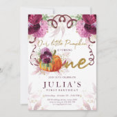 ファースト誕生日エレガントオータムブルゴーニュ 招待状 (正面)