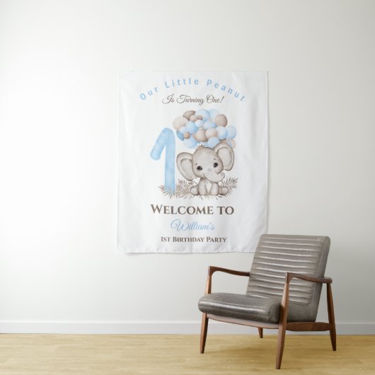 ファースト誕生日エレファントボーイウェルカムサインタペストリー タペストリー (インサイチュ)