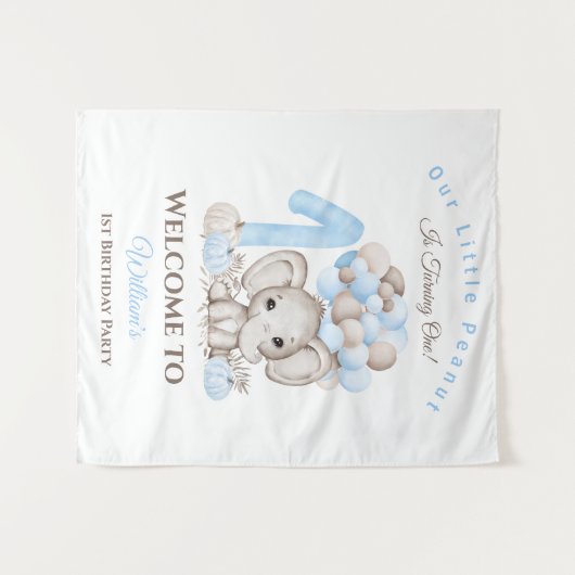 ファースト誕生日エレファントボーイウェルカムサインタペストリー タペストリー (正面(横))