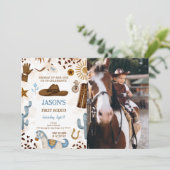 ファースト誕生日カウボーイフォト招待状 招待状 (スタンド正面)