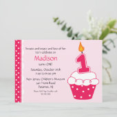 ファースト誕生日カップケーキ招待状 招待状 (スタンド正面)