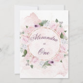 ファースト誕生日ガールかわいらしピンクローズ 招待状 (裏面)