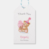 ファースト誕生日ガールテディベアアイスクリーム ギフトタグ (正面)