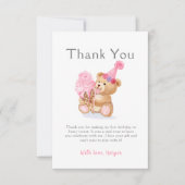 ファースト誕生日ガールテディベアアイスクリーム サンキューカード (正面)