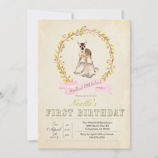 ファースト誕生日ガールディアー招待状 招待状 (正面)