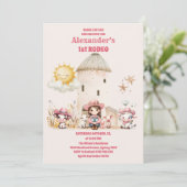 ファースト誕生日ガール素朴女性のカーボーイテーマI 招待状 (スタンド正面)