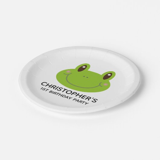 ファースト誕生日キッズパーティーカエルテーマ ペーパープレート (アングル)