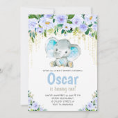 ファースト誕生日キュートエレファントボーイ招待状 招待状 (正面)