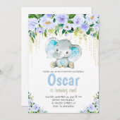 ファースト誕生日キュートエレファントボーイ招待状 招待状 (正面/裏面)