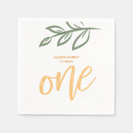 ファースト誕生日キュートドー絵を描ル葉 スタンダードカクテルナプキン