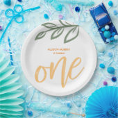 ファースト誕生日キュートドー絵を描ル葉 ペーパープレート (パーティー)