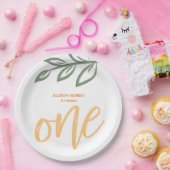 ファースト誕生日キュートドー絵を描ル葉 ペーパープレート (パーティー)