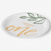 ファースト誕生日キュートドー絵を描ル葉 ペーパープレート (アングル)