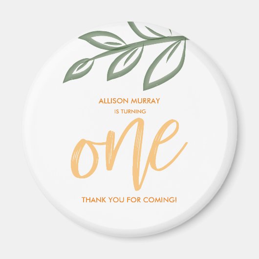 ファースト誕生日キュートドー絵を描ル葉 マグネット (正面)