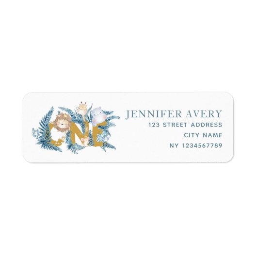 ファースト誕生日サファリアニマルズ差出人住所 ラベル (正面)