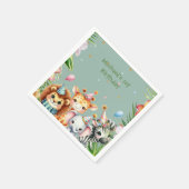 ファースト誕生日サファリアニマルワイルドワンフローラ スタンダードカクテルナプキン (角)