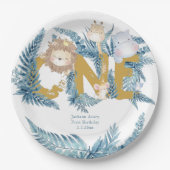 ファースト誕生日サファリカスタム動物 ペーパープレート (正面)