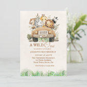 ファースト誕生日サファリジャングルアニマルズパーティー 招待状 (スタンド正面)