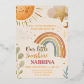 ファースト誕生日サンアンドレインボホ 箔招待状 (正面)