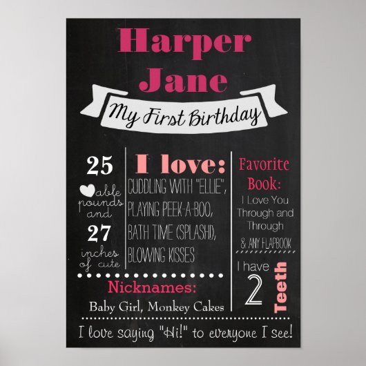 ファースト誕生日シャルボードポスターガール ポスター (正面)