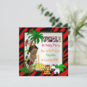 ファースト誕生日ジャングルサファリワイルドプリンスエスニック 招待状 (スタンド正面)