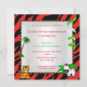 ファースト誕生日ジャングルサファリワイルドプリンスエスニック 招待状 (裏面)