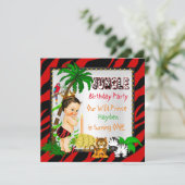 ファースト誕生日ジャングルサファリワイルドプリンスブルネット 招待状 (スタンド正面)