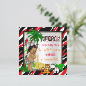 ファースト誕生日ジャングルサファリワイルドプリンセスエスニック 招待状 (スタンド正面)