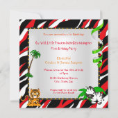 ファースト誕生日ジャングルサファリワイルドプリンセスエスニック 招待状 (裏面)