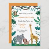 ファースト誕生日ジャングル招待状 招待状 (正面/裏面)