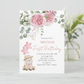 ファースト誕生日スウィートリトルラムピンクローズ 招待状 (スタンド正面)