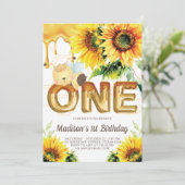 ファースト誕生日ハニービー誕生日ひまわり 招待状 (スタンド正面)