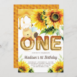 ファースト誕生日ハニービー誕生日ひまわり 招待状
