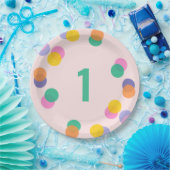 ファースト誕生日パステルピンク紙吹雪 ペーパープレート (パーティー)