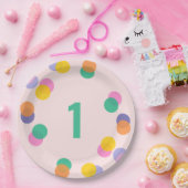 ファースト誕生日パステルピンク紙吹雪 ペーパープレート (パーティー)