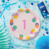 ファースト誕生日パステルピンク紙吹雪 ペーパープレート (パーティー)